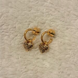 Coach Gold Textured Heart Earrings